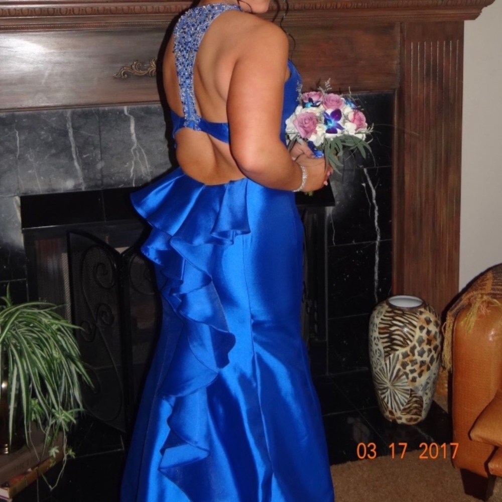 Blue tight prom dress